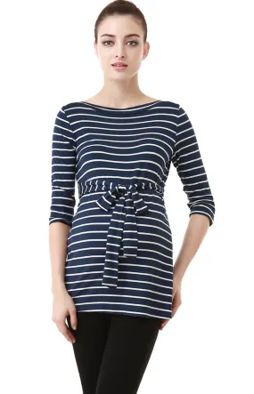 Kimi   Kai Maternity "Whitney" Striped Boat Neck Top