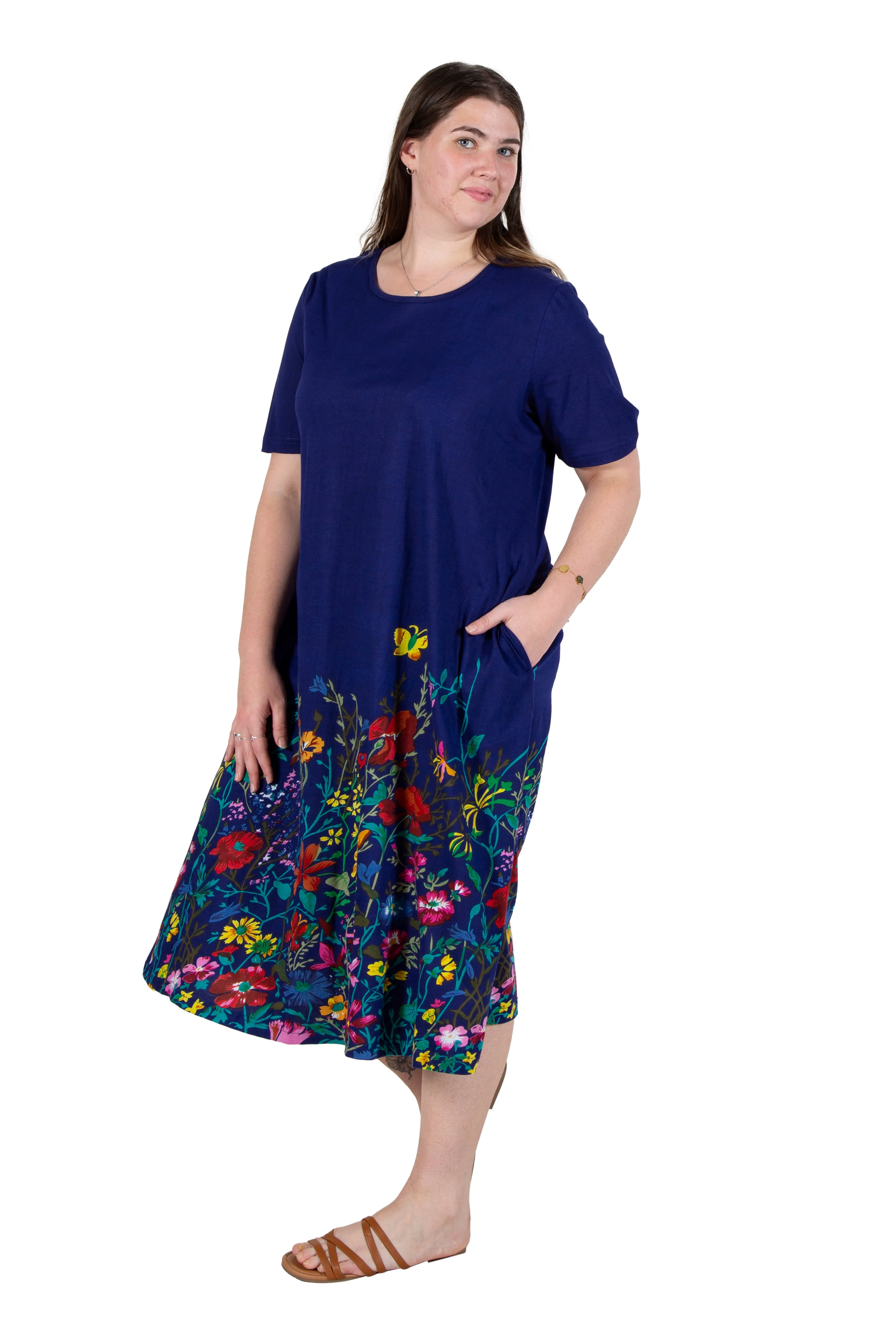 La Cera Floral Printed Short Sleeve Dress - Plus Size