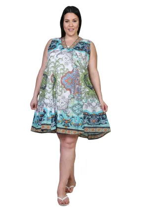 La Cera Sleeveless Paisley Printed Plus Size Dress