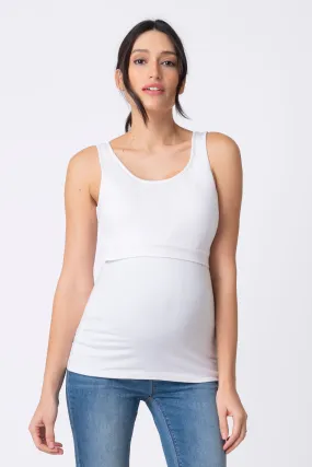 Laina White Maternity Nursing Tank Top Seraphine