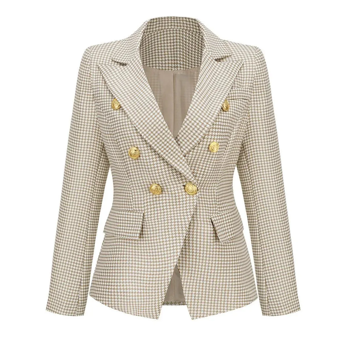 Lapel Houndstooth Blazer