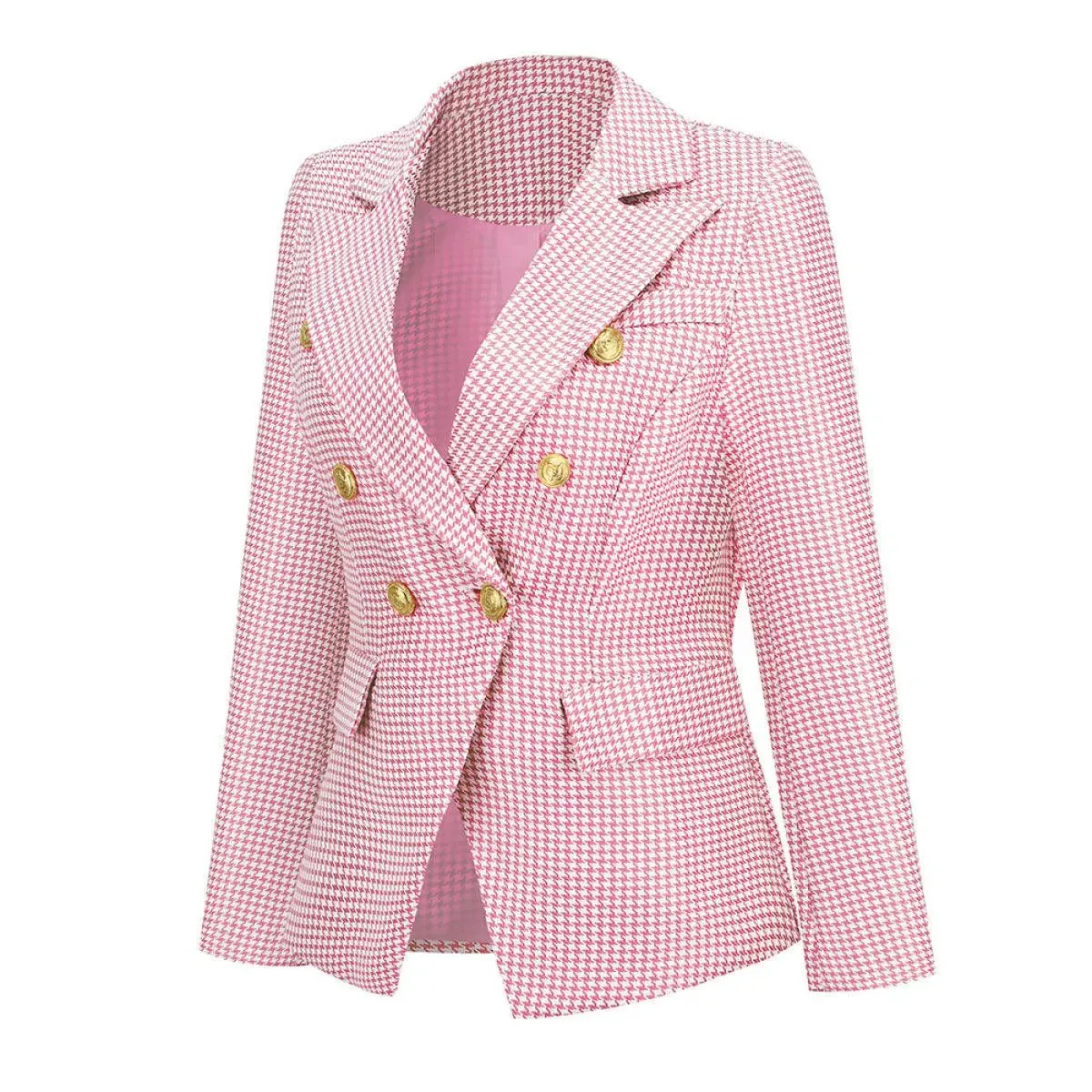 Lapel Houndstooth Blazer