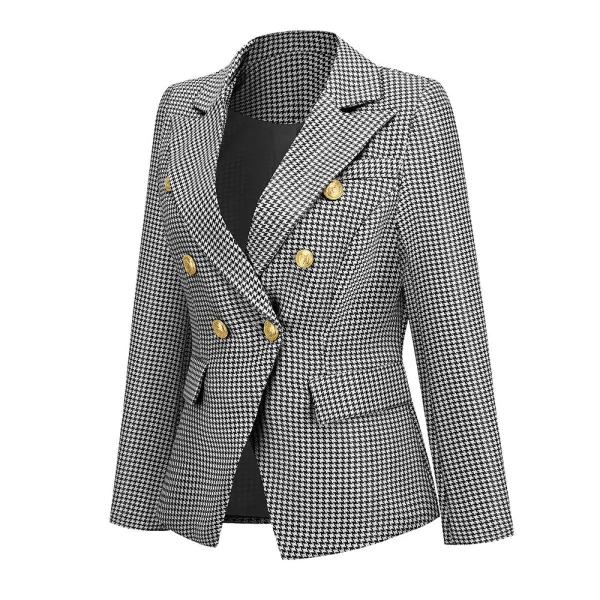 Lapel Houndstooth Blazer