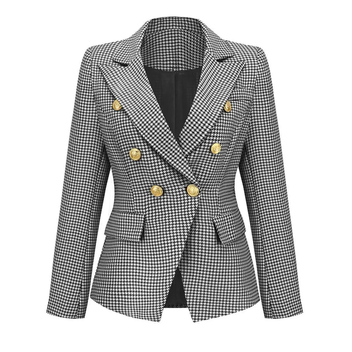 Lapel Houndstooth Blazer