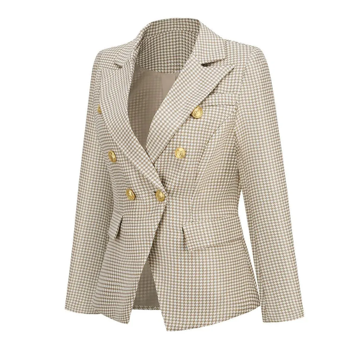 Lapel Houndstooth Blazer