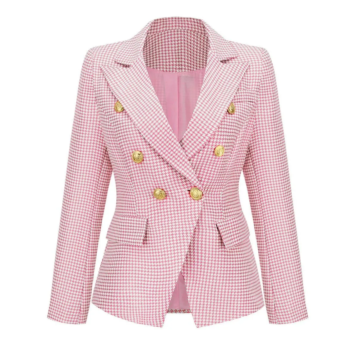 Lapel Houndstooth Blazer