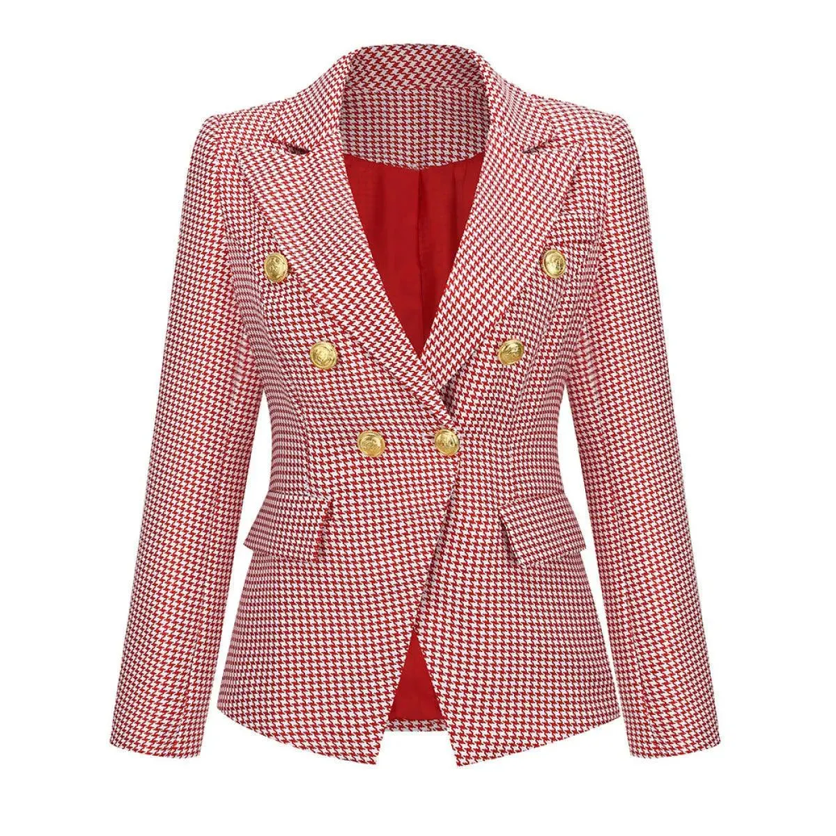 Lapel Houndstooth Blazer