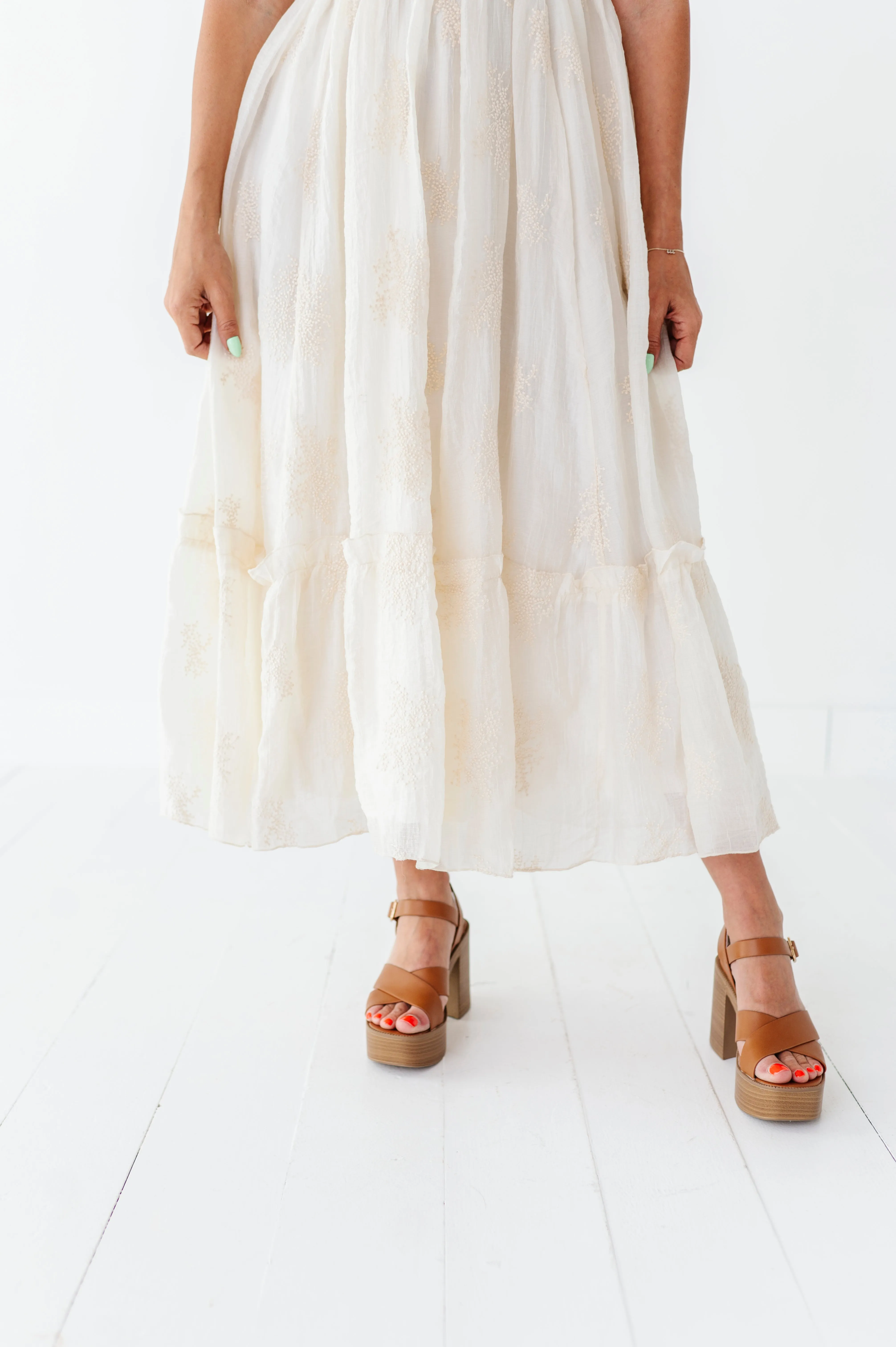 Lola Embroidered Dress in Cream