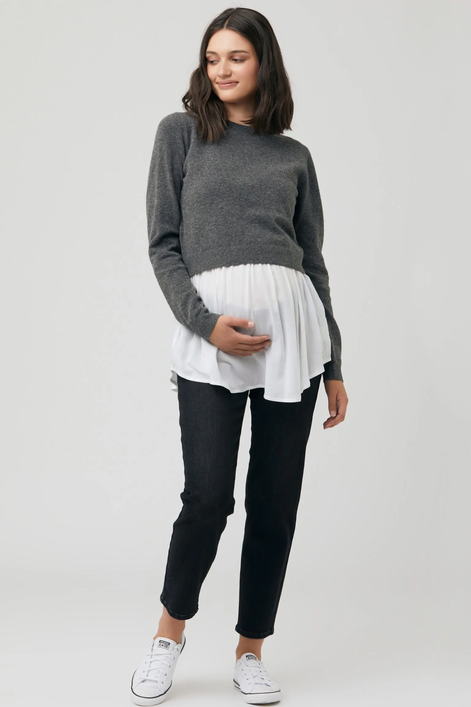 Mandy Detachable Nursing Knit Charcoal Marle