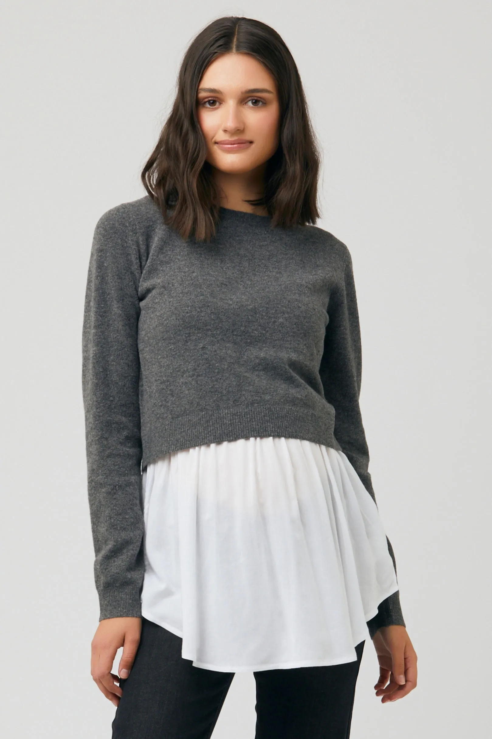 Mandy Detachable Nursing Knit Charcoal Marle