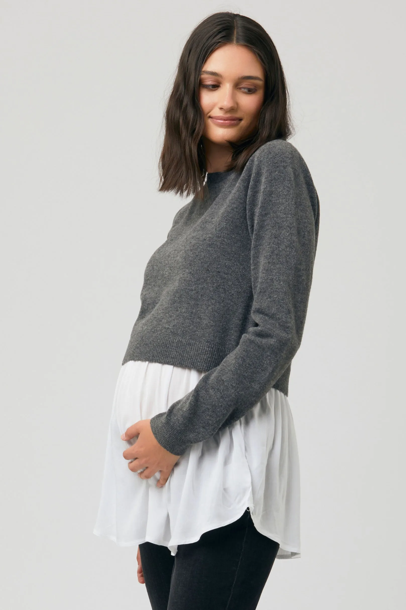 Mandy Detachable Nursing Knit Charcoal Marle