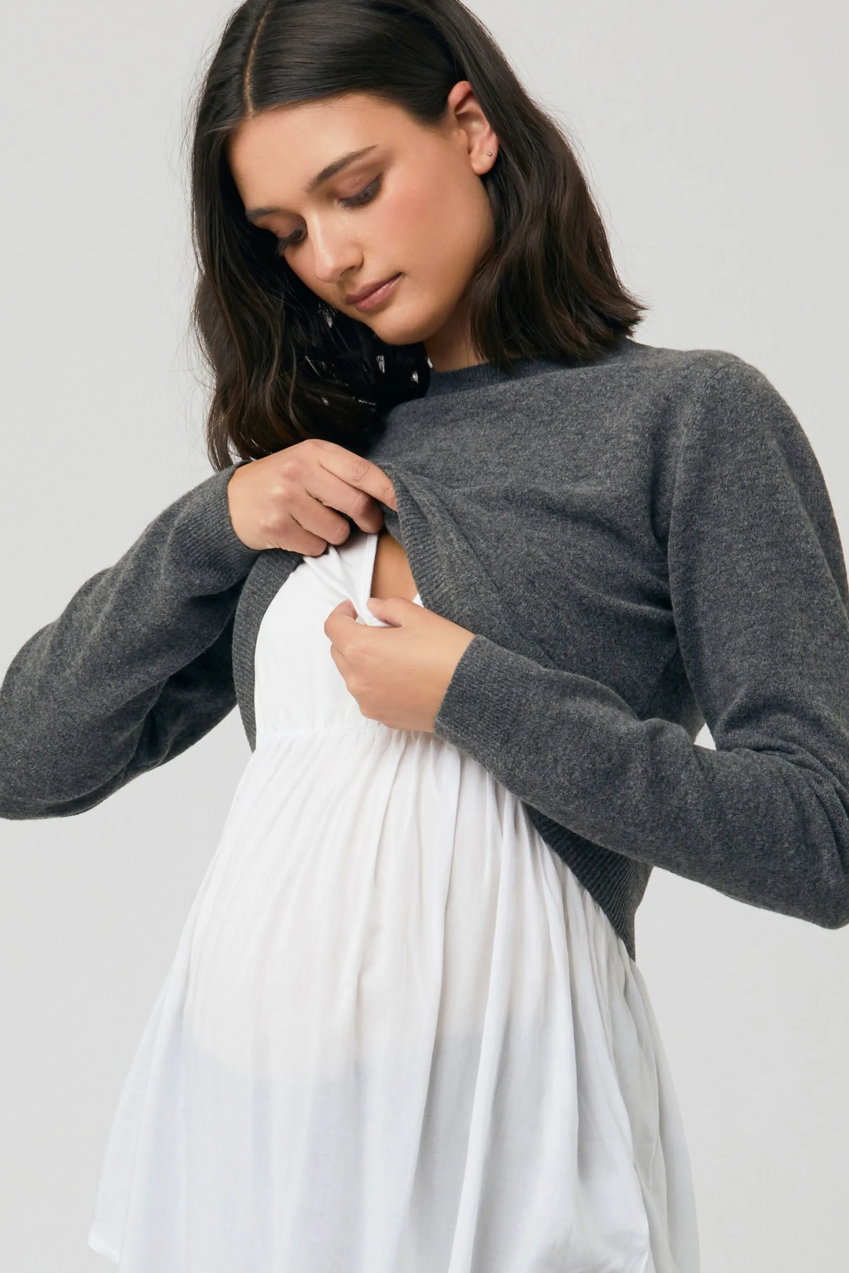 Mandy Detachable Nursing Knit Charcoal Marle