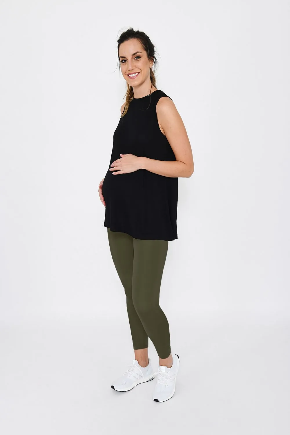 Maternity Focus 7/8 Sports Leggings - Olive Green