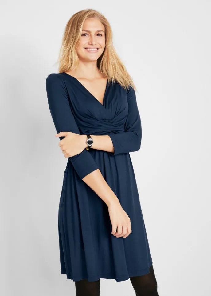 Maternity/nursing dress made of environmentally friendly viscose Bpc Bonprix Collection, blue