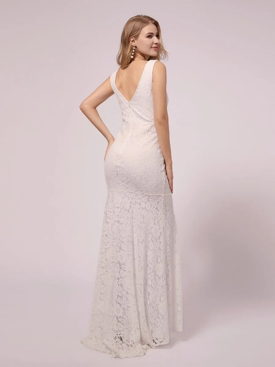 Maxi Long Lace V-neck Fishtail Maternity Dress for Wedding