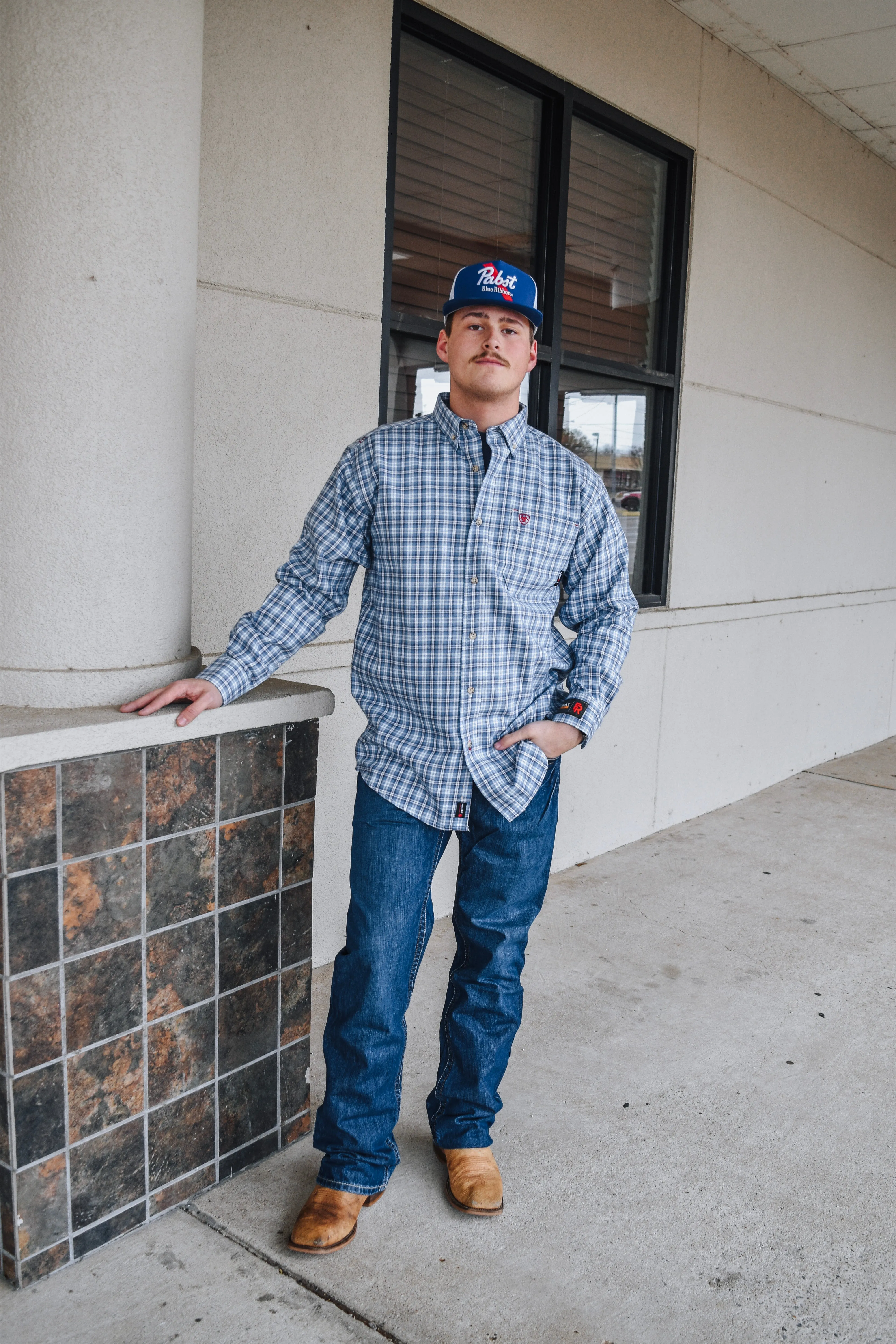 Men's Ariat Stratosphere Blue Stripe FR Bearcat Work Shirt