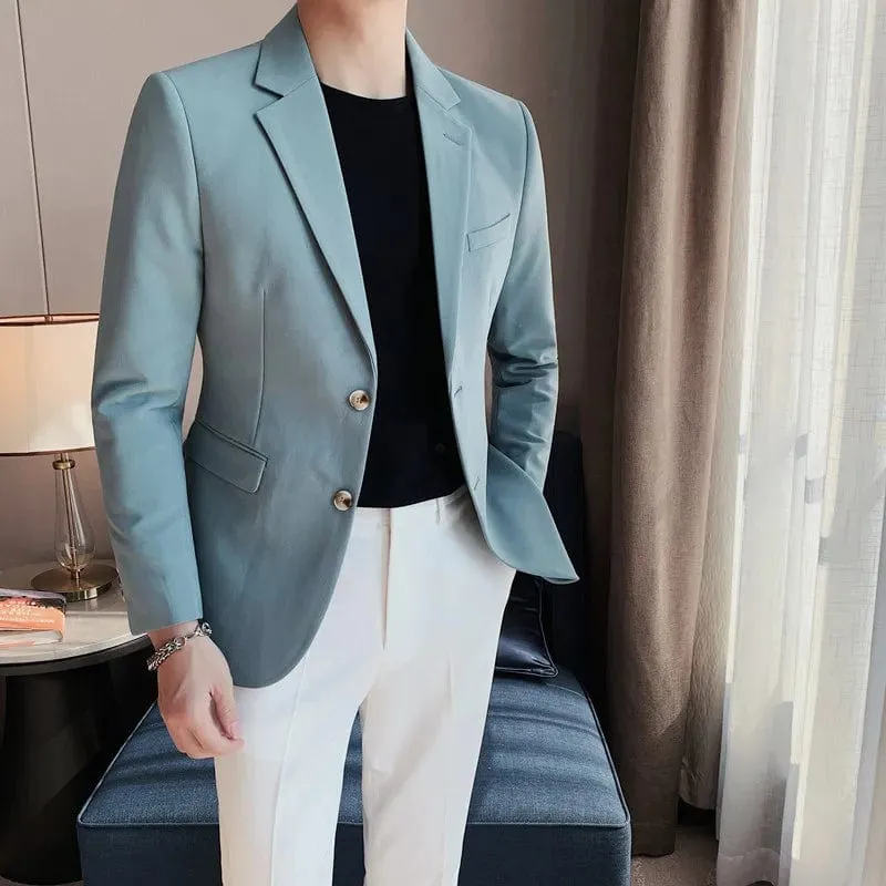 Men's High Quality Single Button Blazer: Elegant Slim Fit Casual Business Suit Jacket for Parties