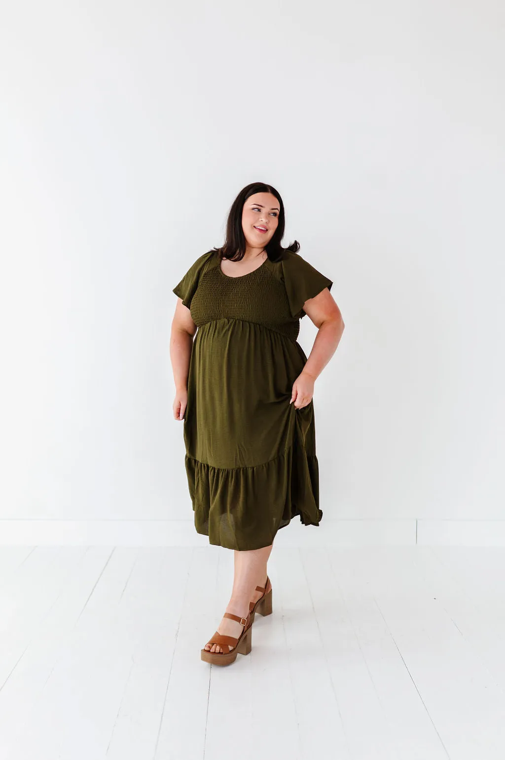 Mollie Midi Dress in Olive