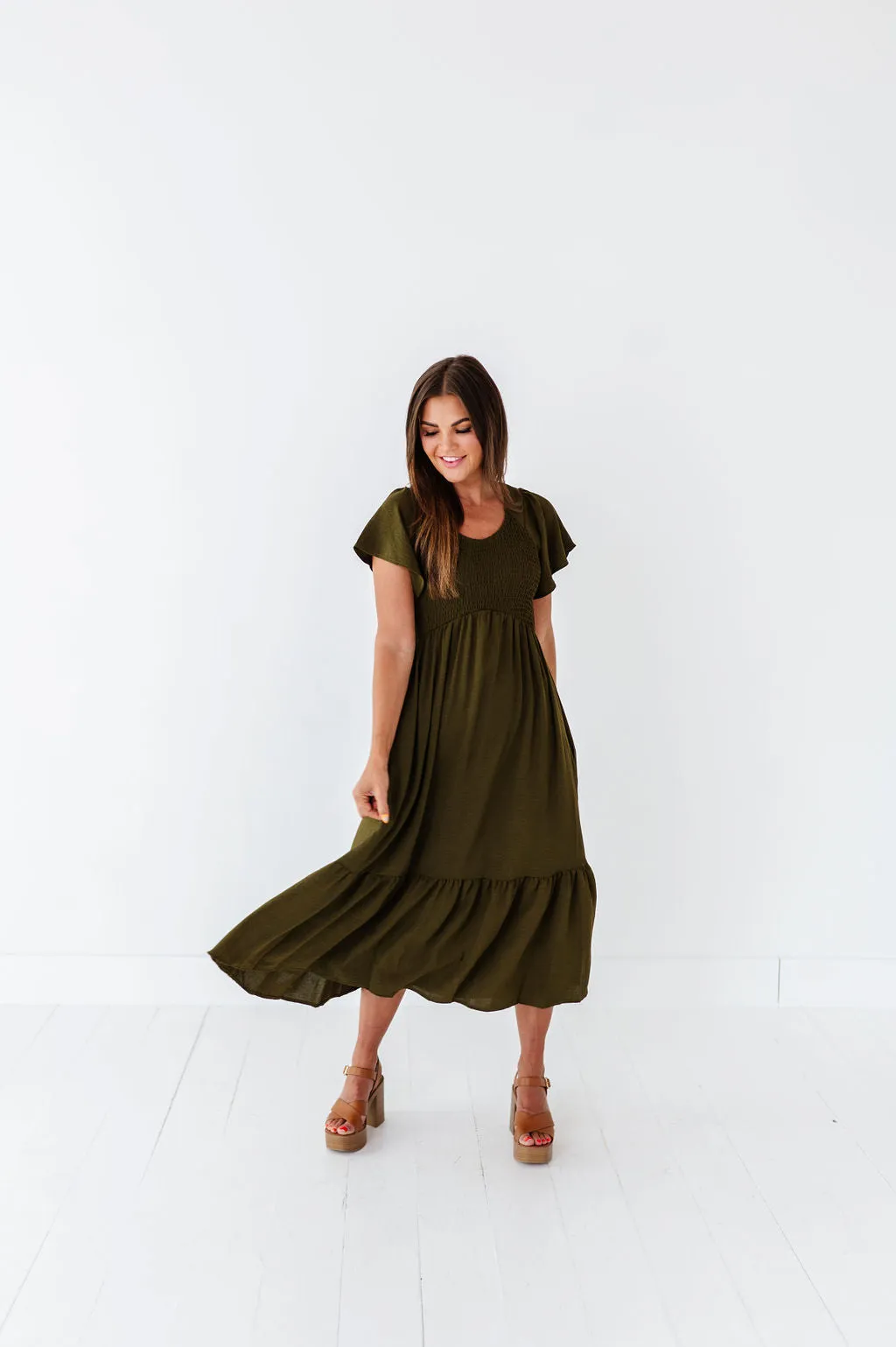 Mollie Midi Dress in Olive