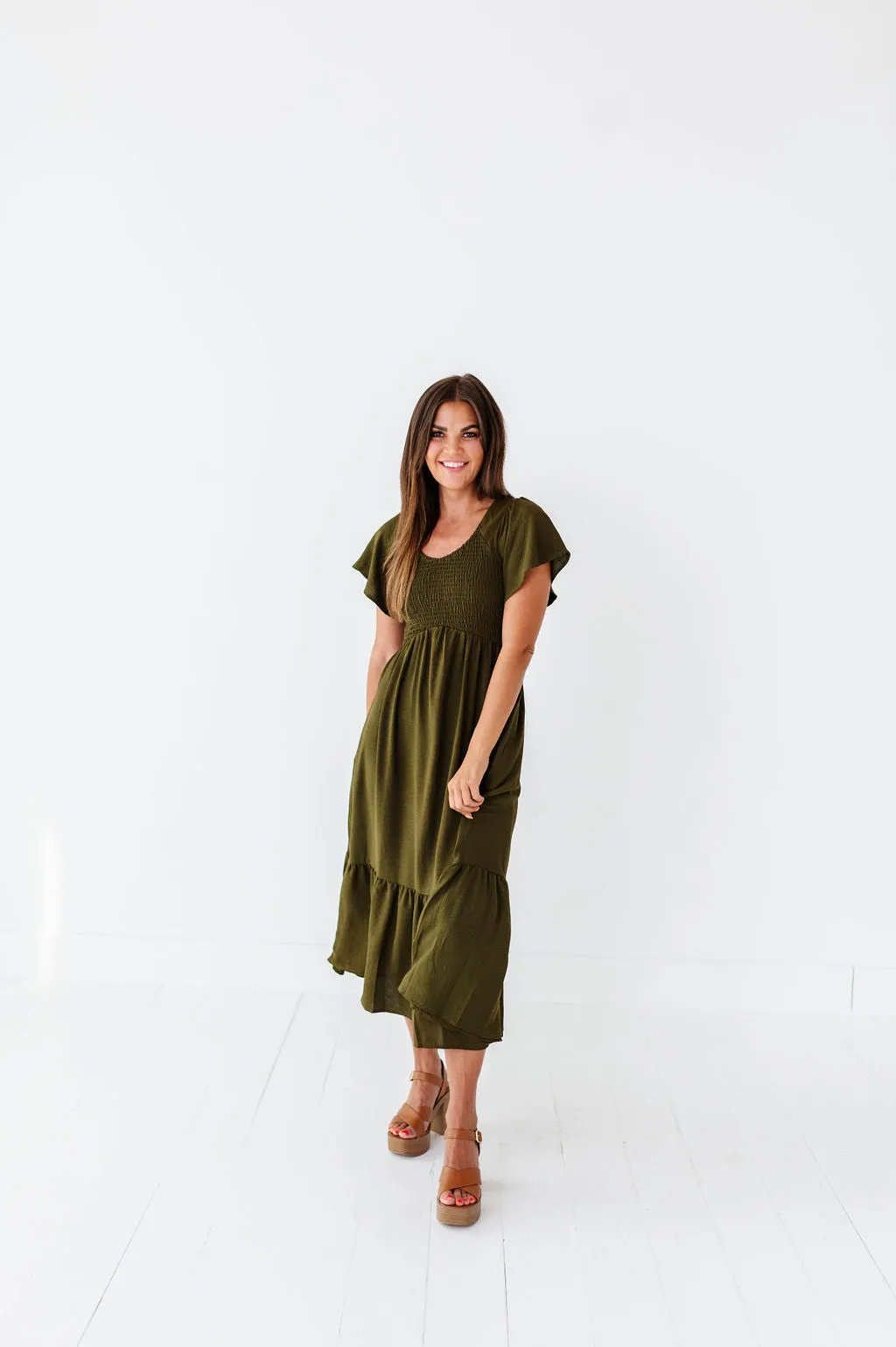 Mollie Midi Dress in Olive