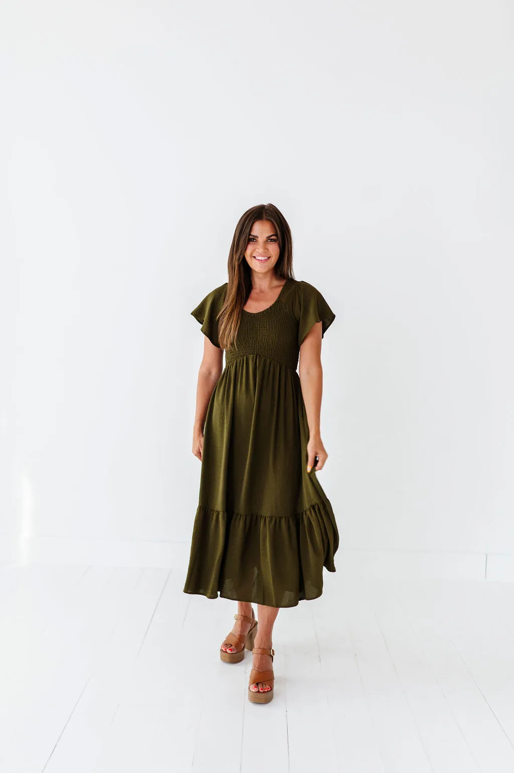 Mollie Midi Dress in Olive