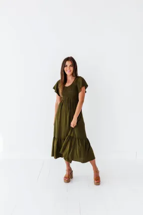 Mollie Midi Dress in Olive