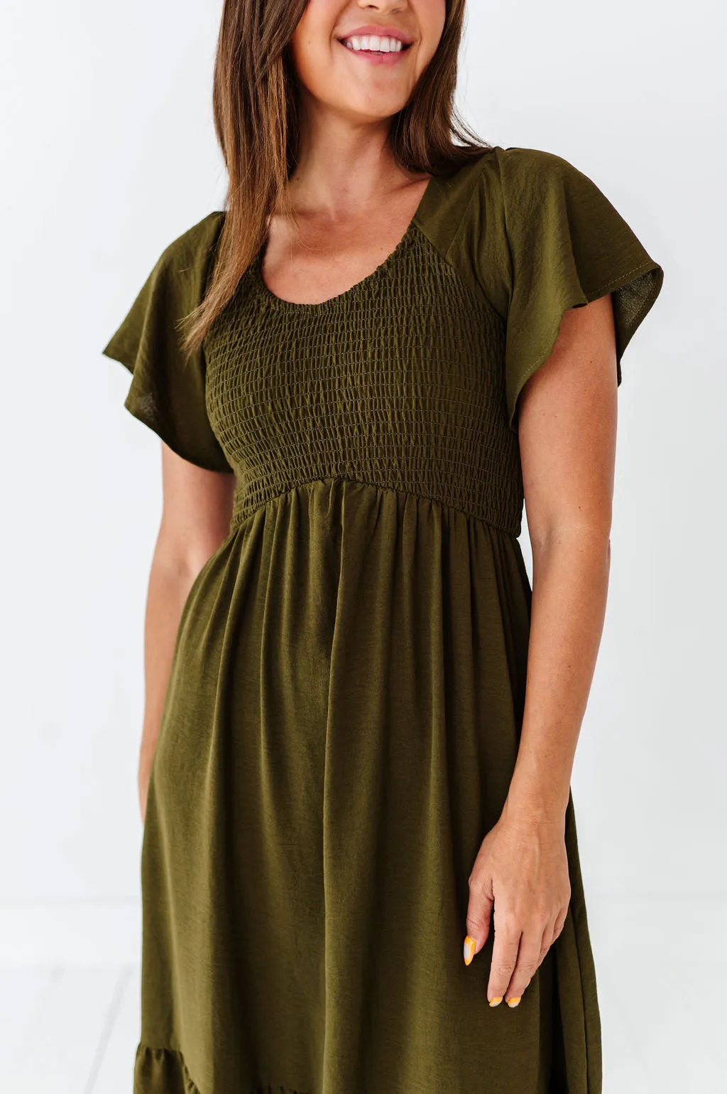 Mollie Midi Dress in Olive