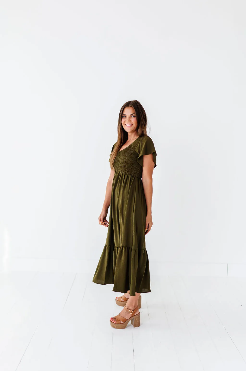 Mollie Midi Dress in Olive