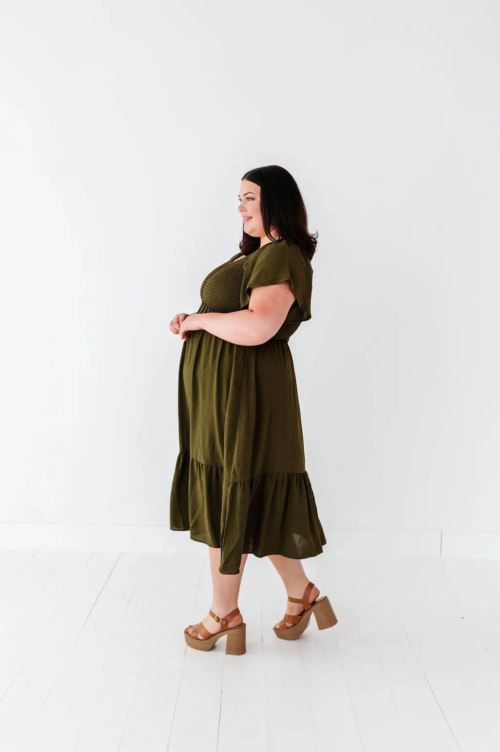 Mollie Midi Dress in Olive