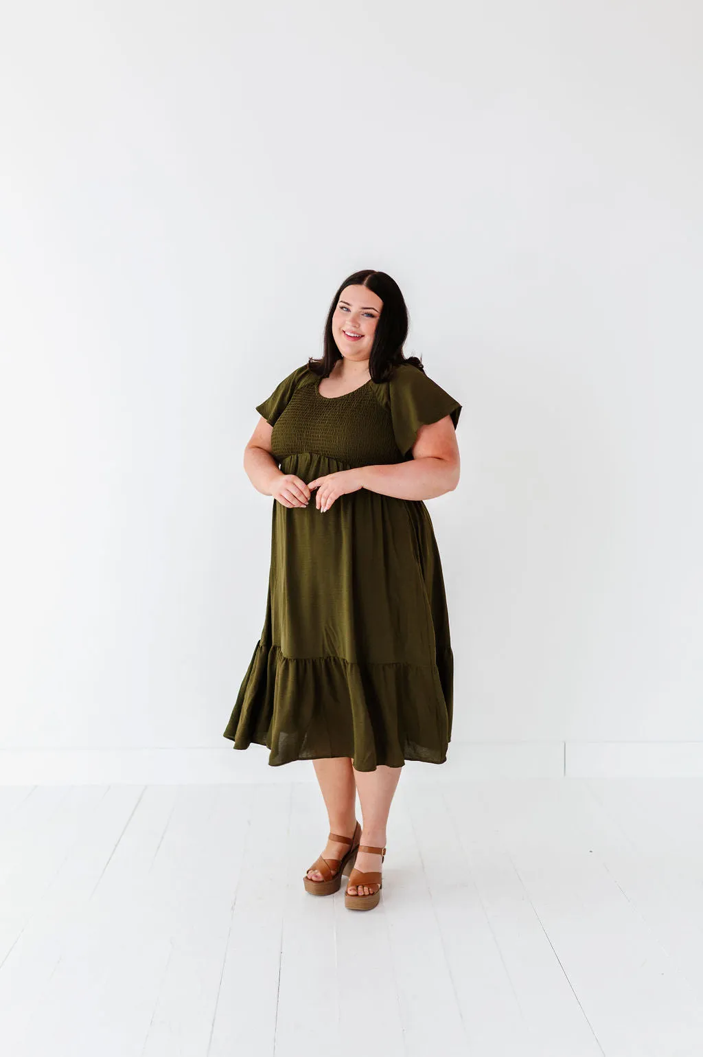 Mollie Midi Dress in Olive