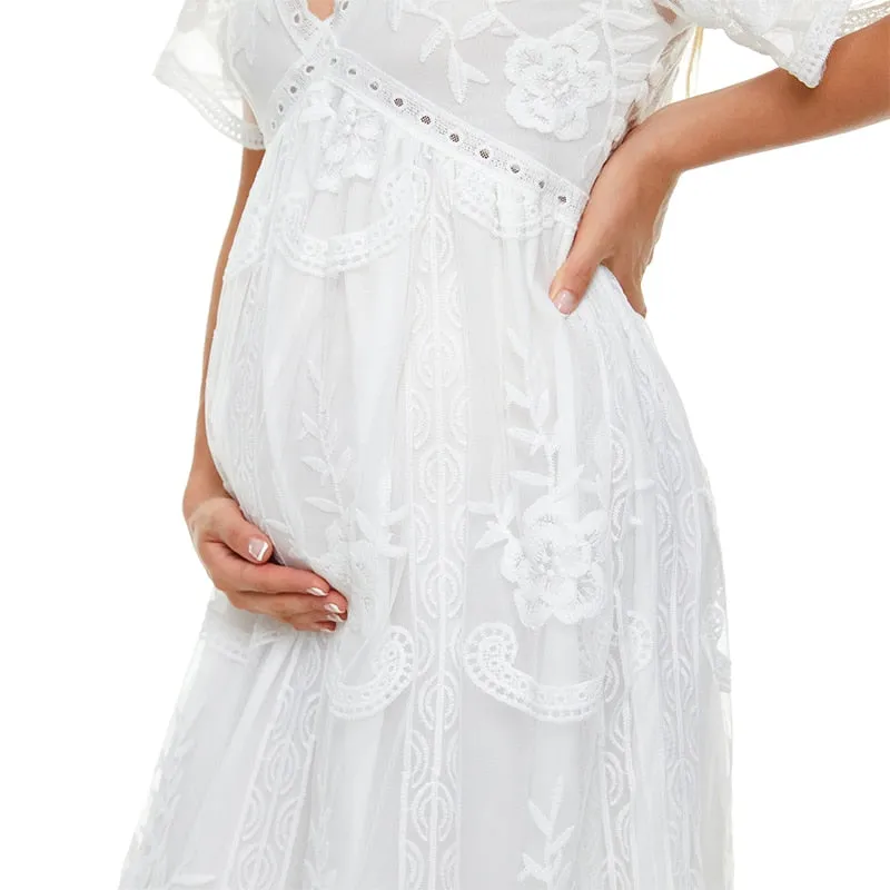 New Boho Maternity Lace Dresses For Photo Shoot Pregnant Woman Photography V-Neck Dress