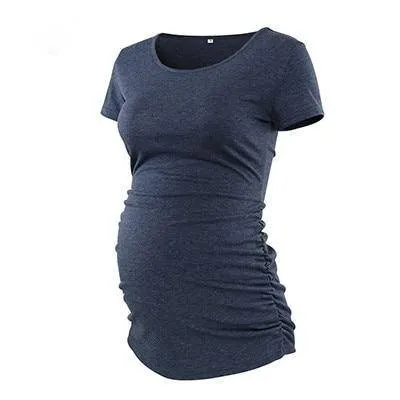 Pack Of 3Pcs Maternity Clothes Ropa Embarazada Tee Shirt Tops Pregnancy T-Shirt Casual Flattering Side Ruching