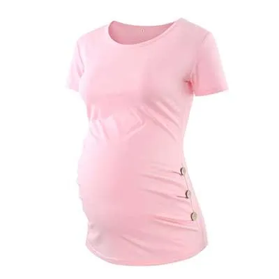 Pack Of 3Pcs Maternity Clothes Ropa Embarazada Tee Shirt Tops Pregnancy T-Shirt Casual Flattering Side Ruching