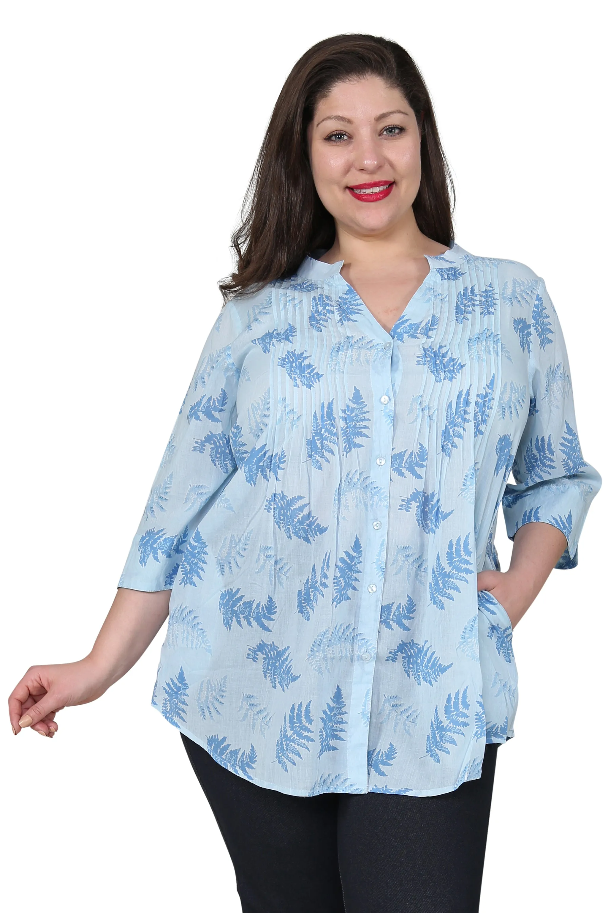 Plus Size Fern Print Release Print Tunic