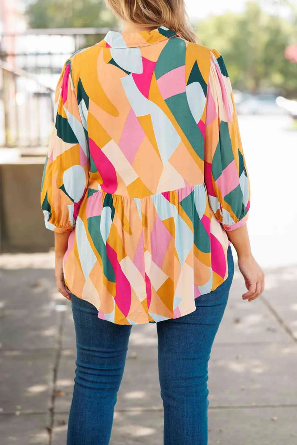 Plus Size Half Button Vacation Top