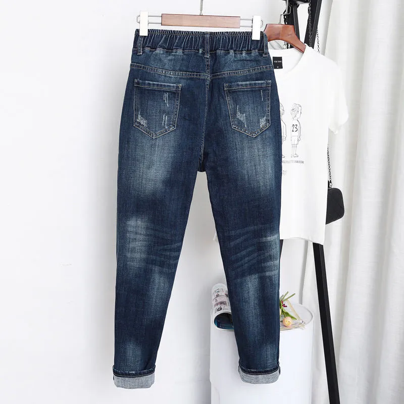 Plus Size Jeans Femme Harem Pants Loose Boyfriend Denim Jeans Streetwear Trousers Women