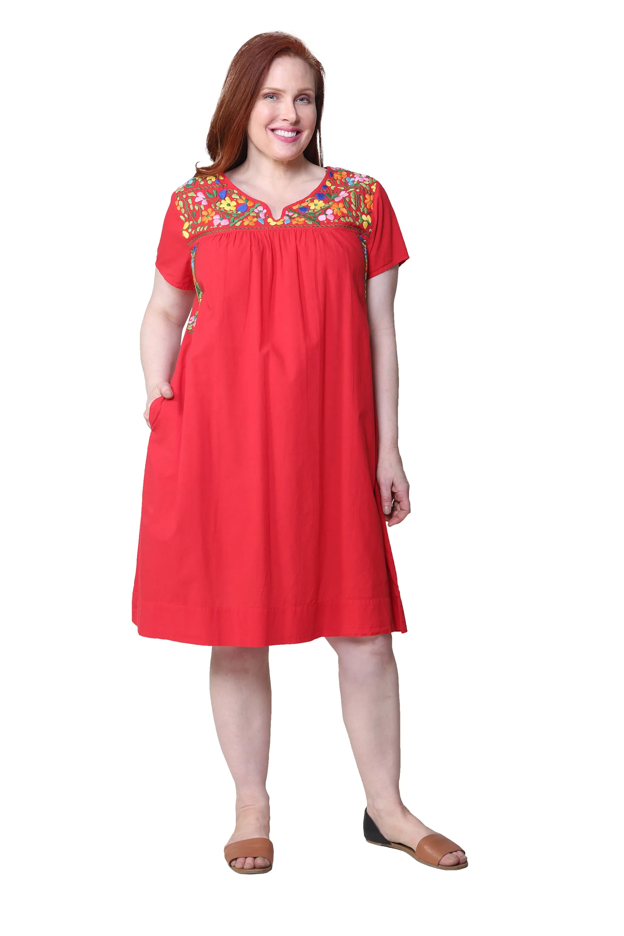 Plus Size La Cera Embroidered Short Sleeve Dress