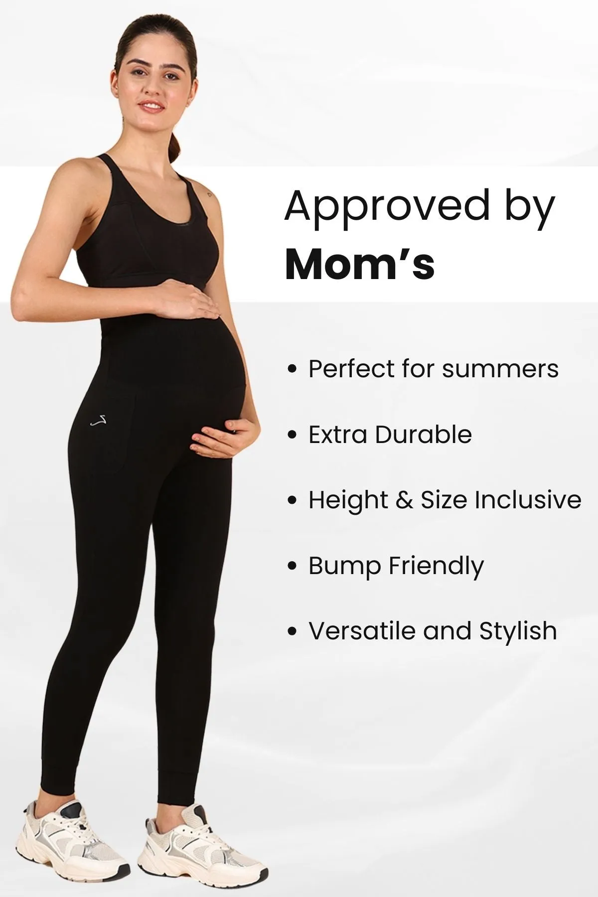 Ribbed Cotton Black Maternity Legging (Pregnancy & Postpartum)