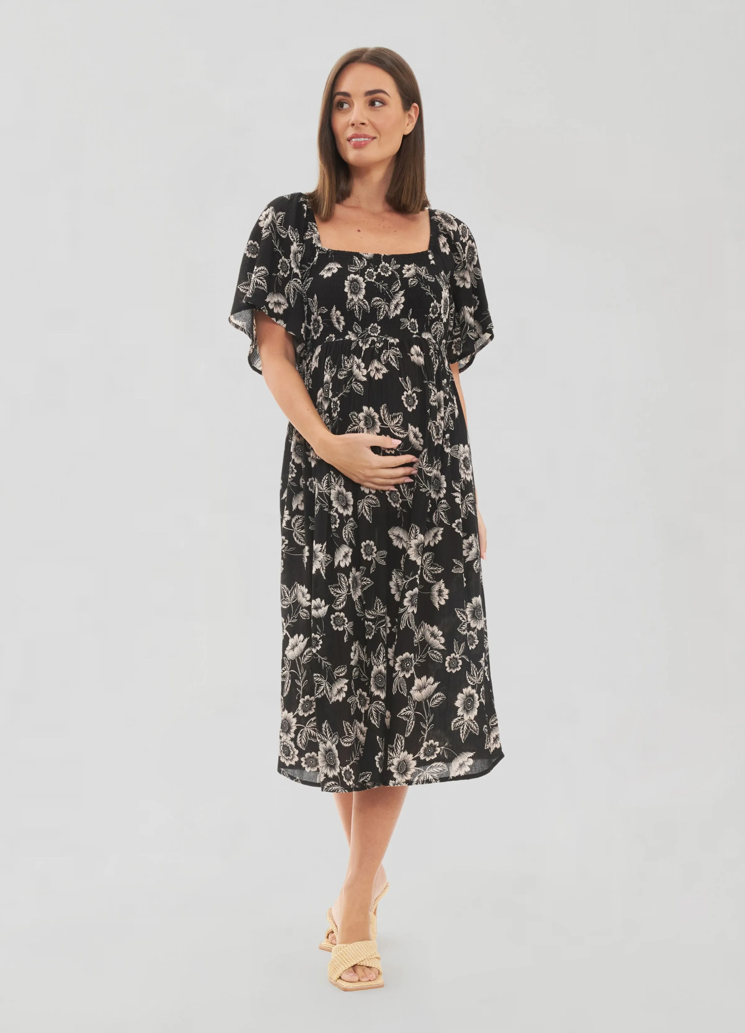 Ripe Maternity Trina Shirred Midi Dress