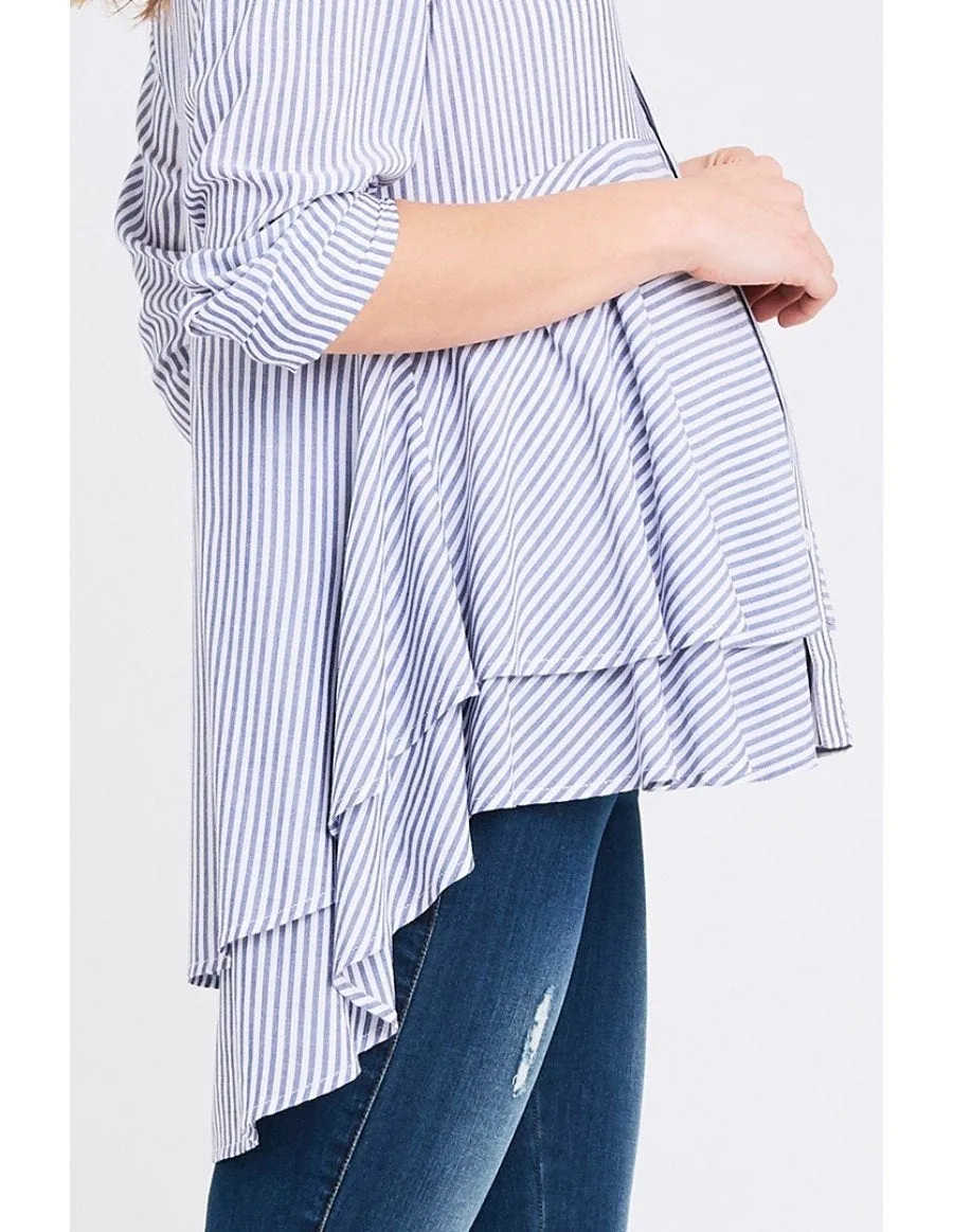 Sarah Striped Layered Maternity Nursing Shirt