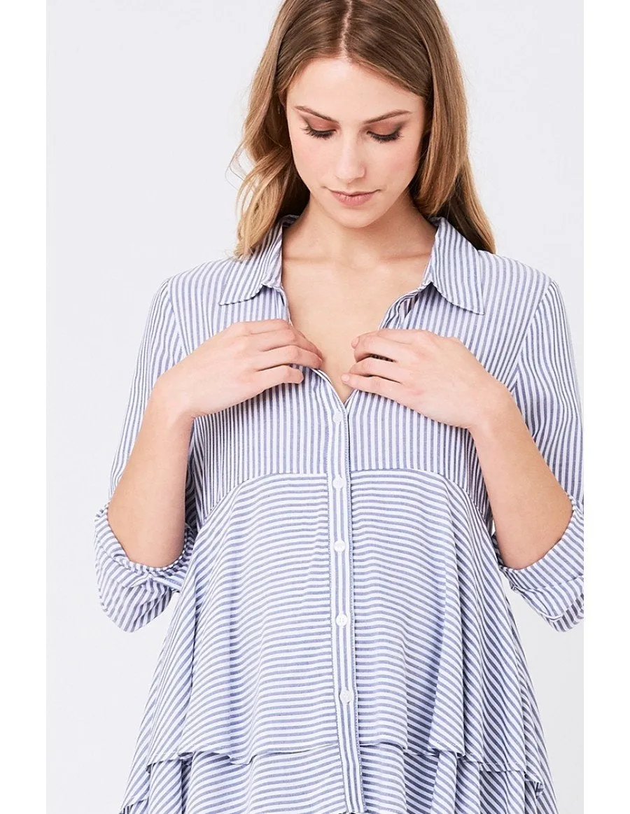 Sarah Striped Layered Maternity Nursing Shirt