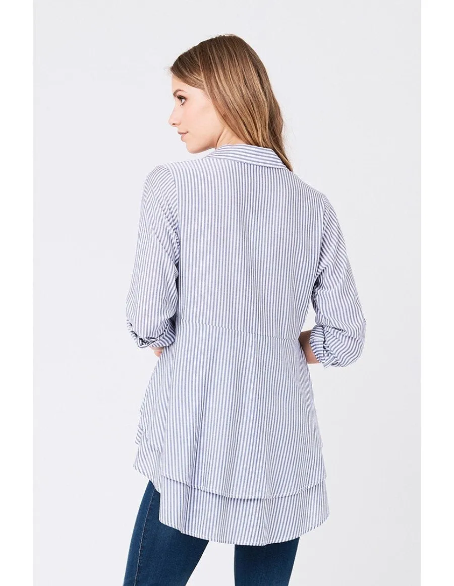 Sarah Striped Layered Maternity Nursing Shirt