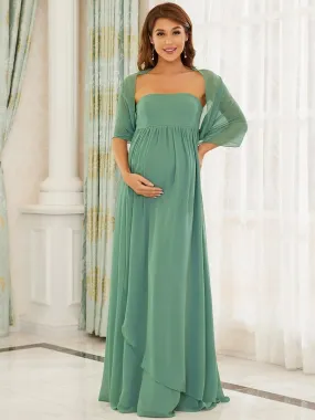 Strapless Column A-Line Ruffled Maternity Dress