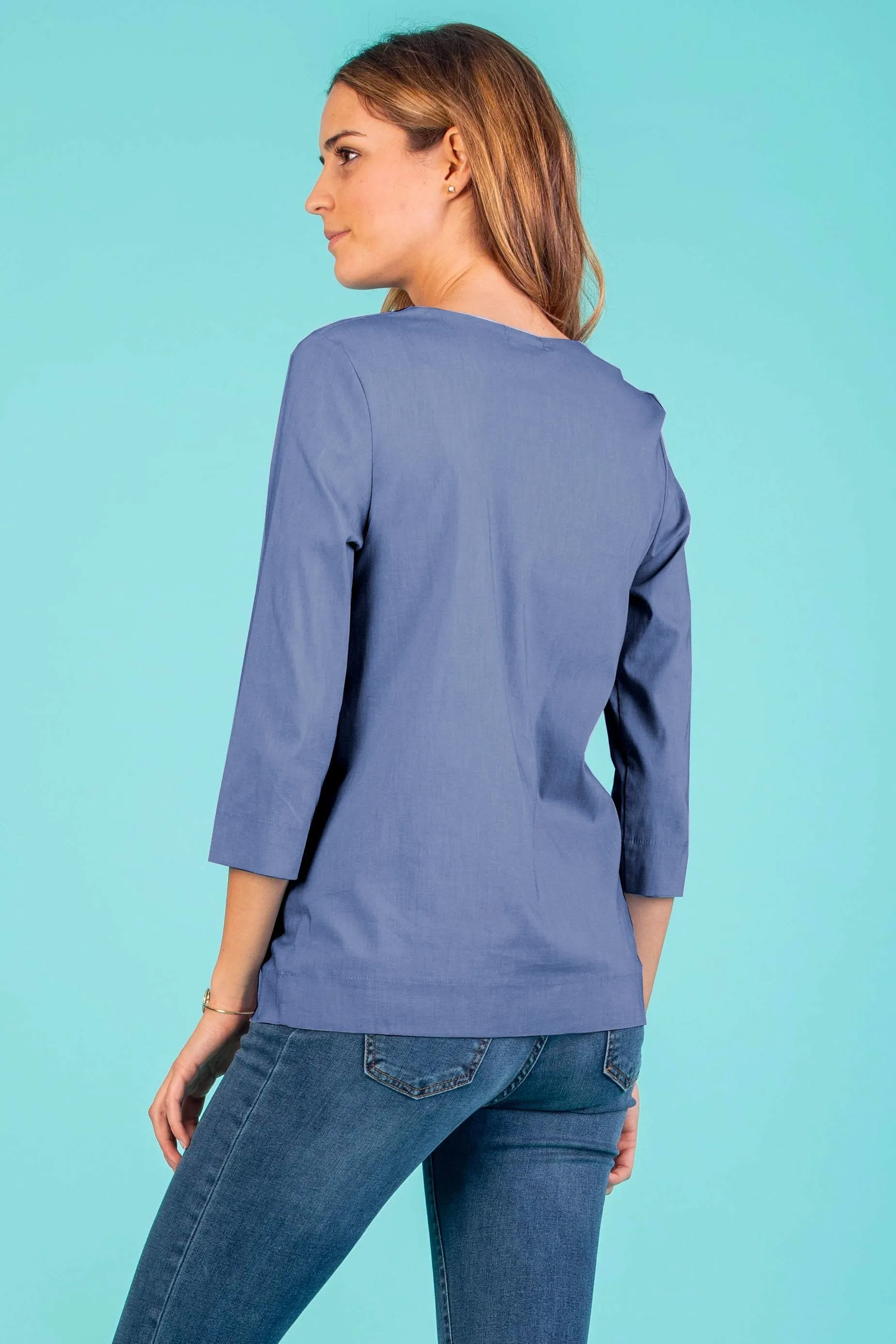 Thea Maternity Poplin Shirt in Indigo